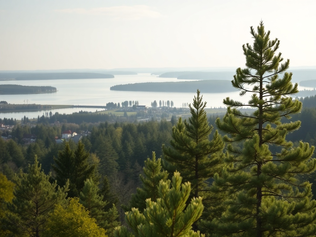 Malowniczy widok kwitnących drzew wiśni i czereśni w parku miejskim w Braniewie, z delikatnymi płatkami kwiatów unoszącymi się w powietrzu.